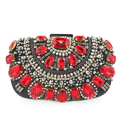 Diamond-Studded Ladies Evening Bag - Pearl Embellished Banquet Clutch