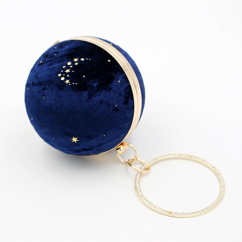 Women's Suede Starry Sky Round Evening Bag - Elegant Dinner Clutch