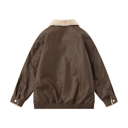 Women's Oversized PU Leather Motorcycle Jacket - Street Style Casual Biker Coat
