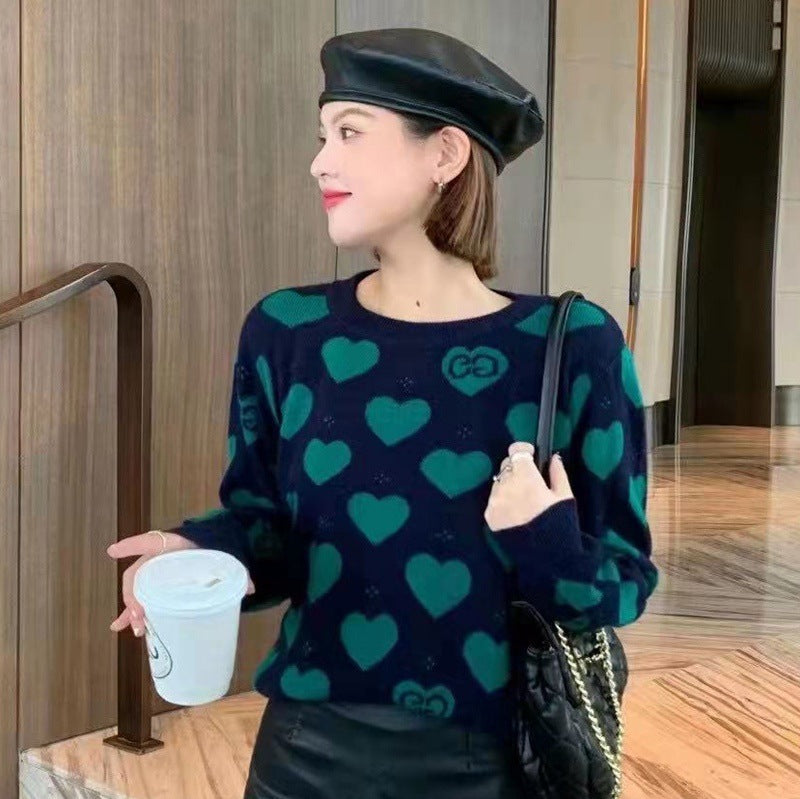 Women's Knitted Sweater - Round Neck Long Sleeve Pullover