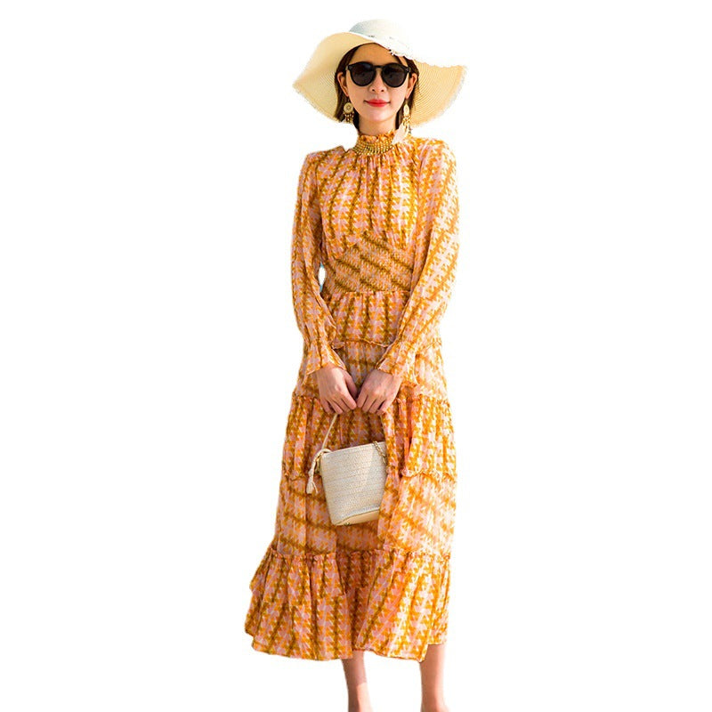 Luxe Silk Midi Dress with Diamond Beaded Elastic Waist