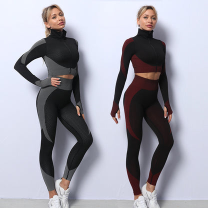 Women's 3-Piece Seamless Yoga Set - Sports Bra, Crop Top & Leggings Gym Outfit
