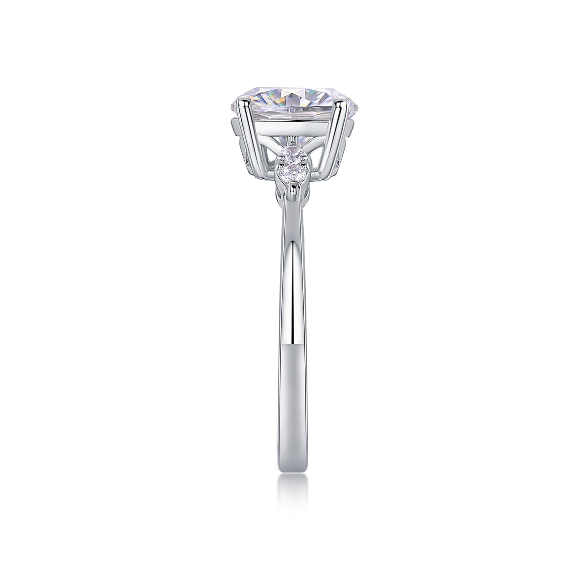 2 Carat Moissanite Sterling Silver Ring - Platinum Plated Wedding Band