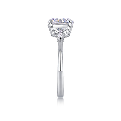 2 Carat Moissanite Sterling Silver Ring - Platinum Plated Wedding Band
