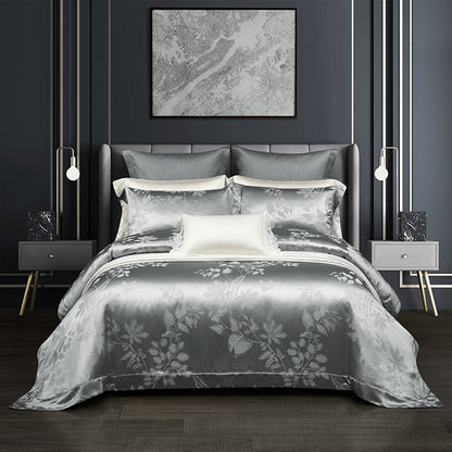 Silk Tencel Jacquard Bedding Four-Piece Set - Luxury Duvet Cover and Sheet Set