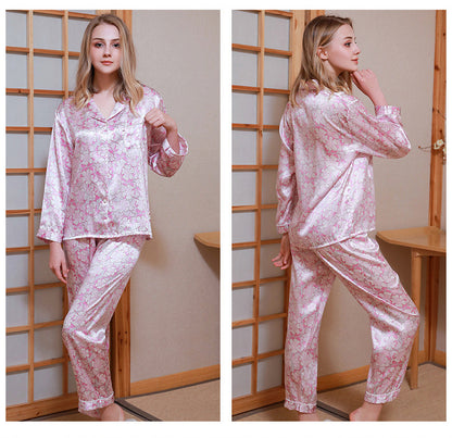 Luxe Silk Two-Piece Loungewear Set - Long-Sleeve Top & Pants