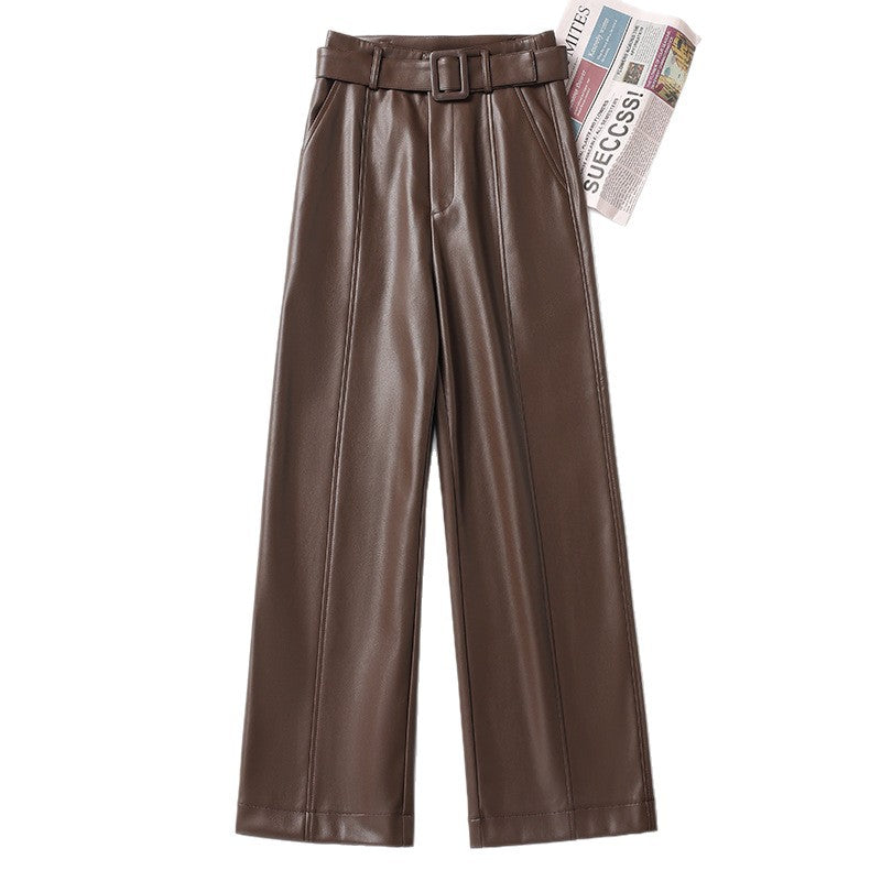 Women's High-Waisted Wide-Leg Faux Fur Pants - Extra Thick with Slight Stretch