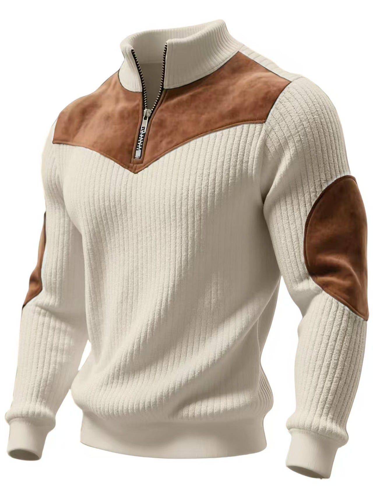Men's Corduroy Pullover Sweatshirt | Slim Fit | Solid Color | Sizes S–2XL | Green, Black, Beige, White