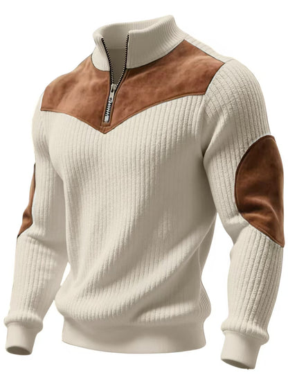 Men's Corduroy Pullover Sweatshirt | Slim Fit | Solid Color | Sizes S–2XL | Green, Black, Beige, White
