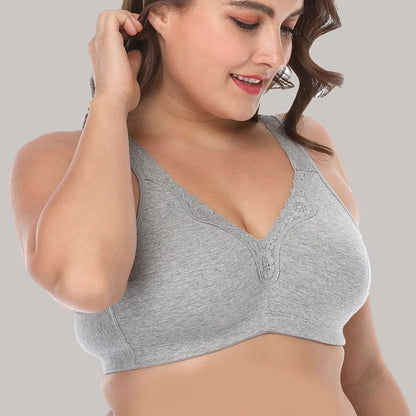 Women's Plus Size Underwired Bra - Triangle Cup Support Bralette in Grey