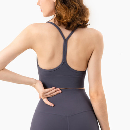Y-Shaped Sports Bra - Wireless Gathered Support for Yoga and Fitness