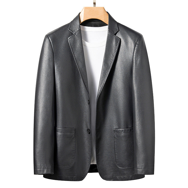 Men's Korean Style PU Leather Jacket - Classic Moto Coat
