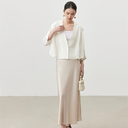 Women's Luxe Silk High-Waist Pencil Skirt - Premium Lined Skirt with Concealed Zipper