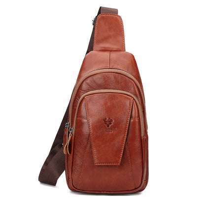 Full-Grain Cowhide Leather Shoulder Bag - Men's Retro Messenger Bag