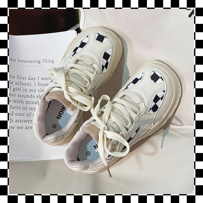 Women's Checkerboard Large Toe Retro Casual Sports Shoes - Comfortable Sneakers