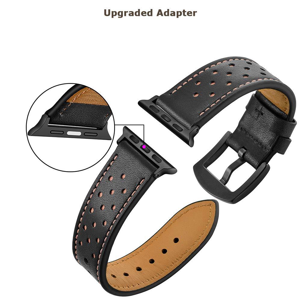 Genuine Leather Apple Watch Band - Breathable Perforated Design