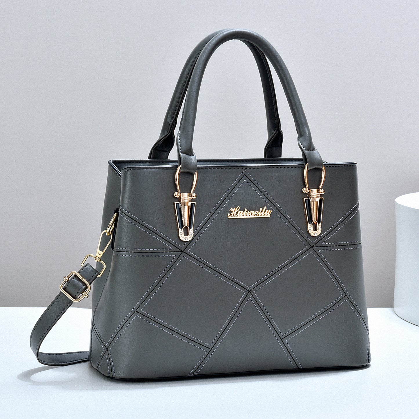 Women's Color Block Handbag - PU Leather Commuter Tote with Multiple Compartments
