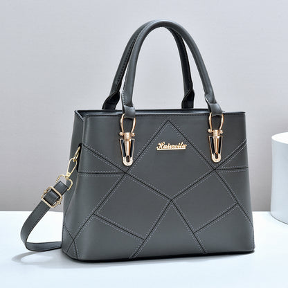 Women's Color Block Handbag - PU Leather Commuter Tote with Multiple Compartments