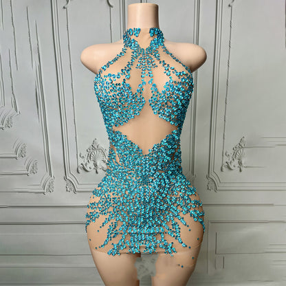 Women's Sequined Cocktail Dress - Sleeveless Bodycon Mini Dress