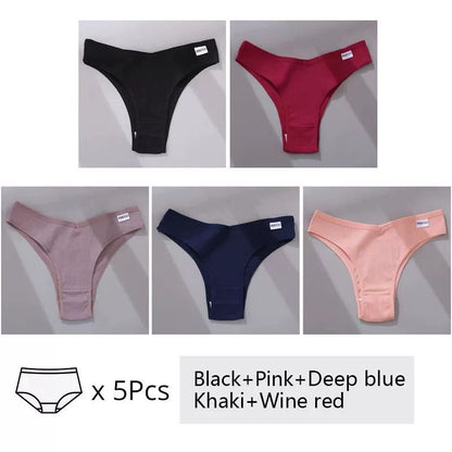 Women's Cotton Underwear 5-Piece Set - Mid-Rise Comfort Panties M-XL