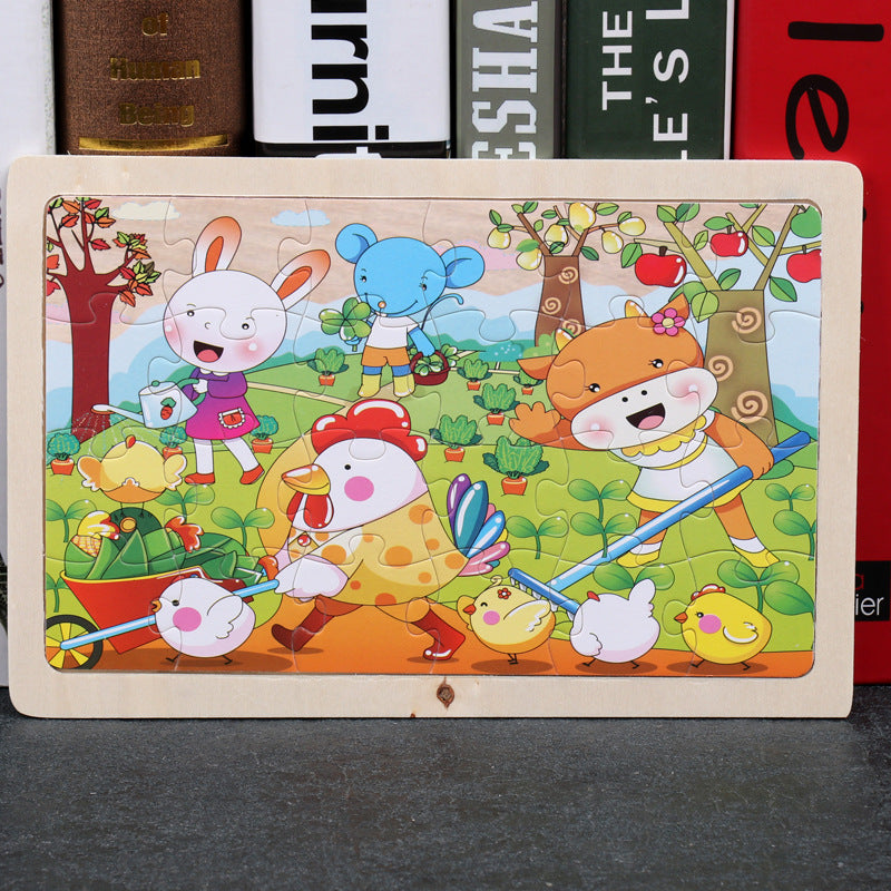 Kids Wooden Jigsaw Puzzle Toy - Educational Animal & Theme Designs for Ages 3+