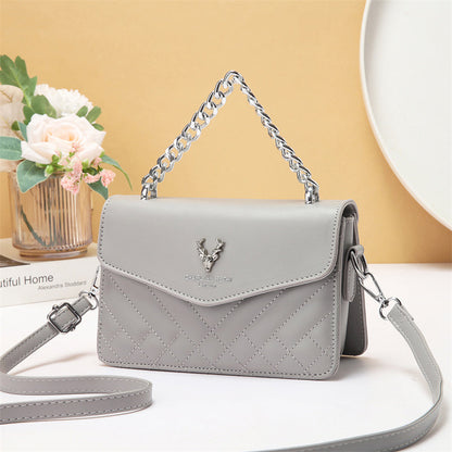 Quilted Mini Shoulder Bag with Chain Strap - Retro Style Waterproof Handbag