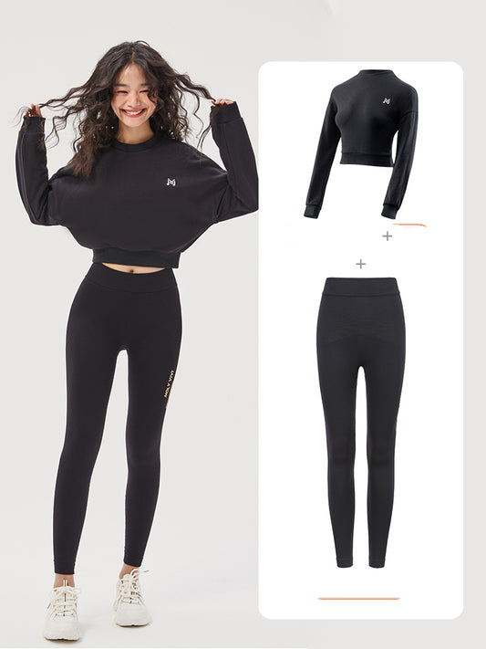 Women's High-Waist Yoga Leggings - Nylon Pants with Velvet Lining