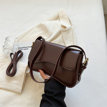 Women's Minimalist Crossbody Bag - Vegan Leather Magnetic Flap Shoulder Purse