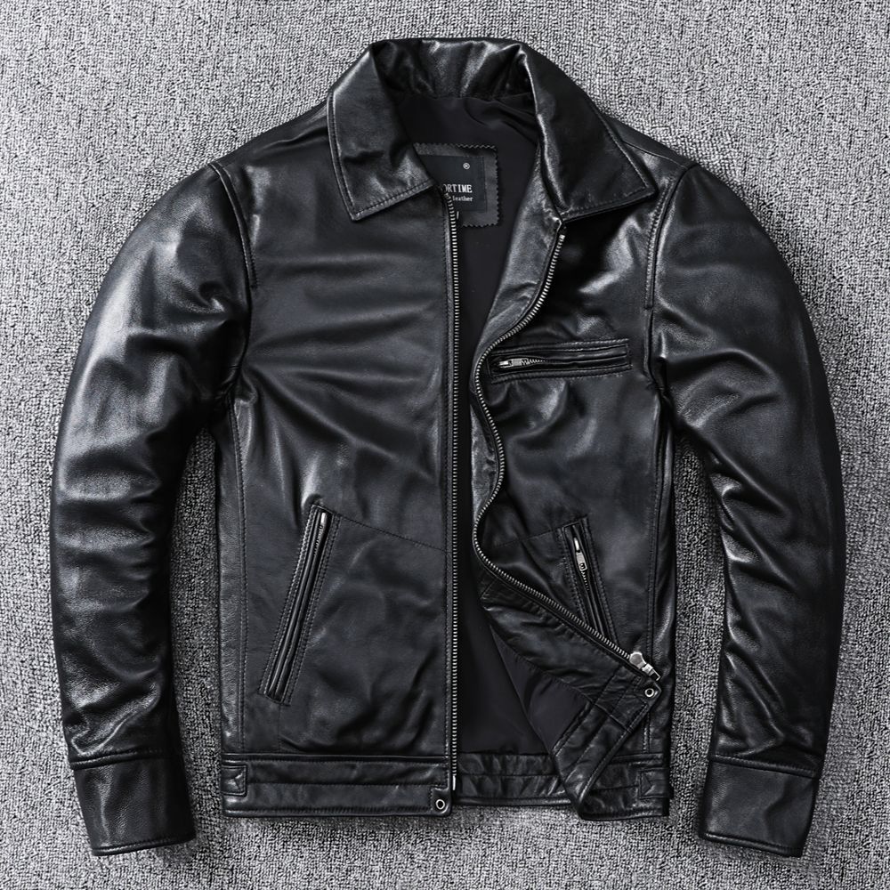 Top Layer Sheepskin Genuine Leather Men's Jacket - Fitted Casual Style