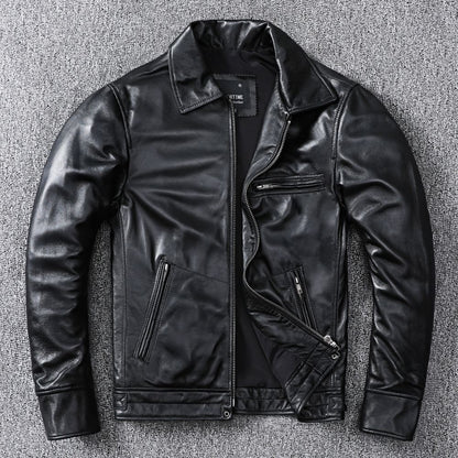 Top Layer Sheepskin Genuine Leather Men's Jacket - Fitted Casual Style