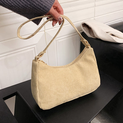 Women's Cotton Linen Shoulder Bag - Minimalist Underarm Tote Handbag