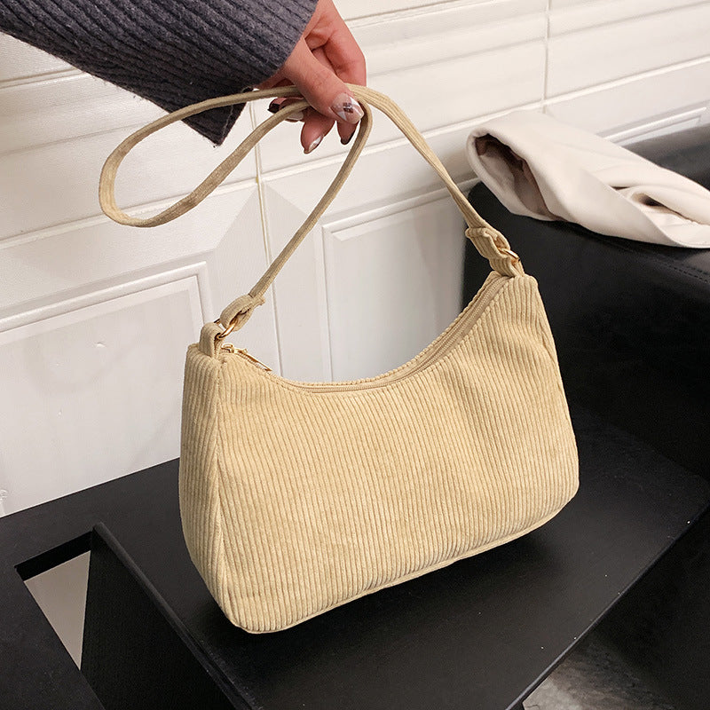 Women's Cotton Linen Shoulder Bag - Minimalist Underarm Tote Handbag