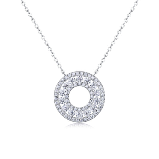 Moissanite Pendant Necklace - S925 Silver Platinum Plated Light Luxury Jewelry