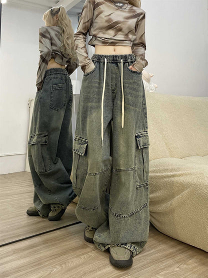 Women's American Retro Wide-Leg Jeans - High Waist Denim Pants