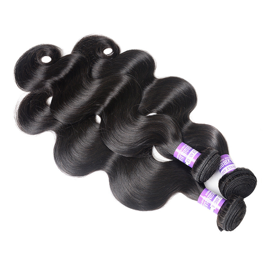 Straight Human Hair Wig - Full Size Real Hair Hairpiece in Black