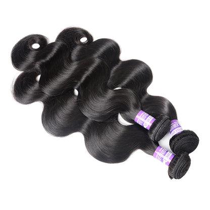 Straight Human Hair Wig - Full Size Real Hair Hairpiece in Black