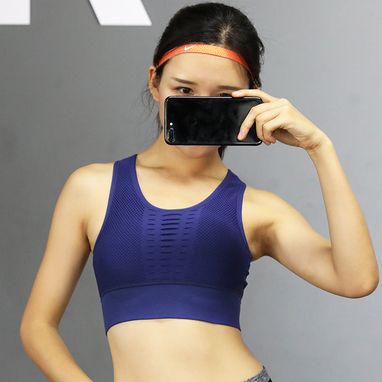 Sports Bra - Shockproof Quick-Drying Running Bra with Hollow Back Design
