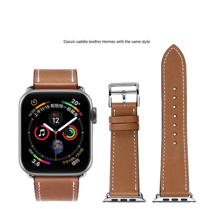 Genuine Leather Apple Watch Band - Premium Cowhide Strap with Stainless Steel Pin Buckle