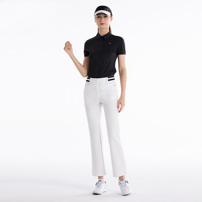 Women's Flared Elastic Waist Sports Pants - Cotton Blend Golf Trousers
