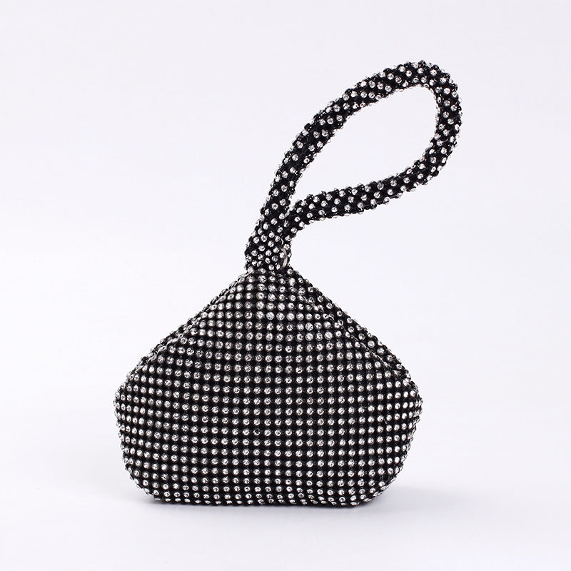 Elegant Rhinestone Evening Clutch - Dumpling Style Party Bag