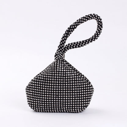Elegant Rhinestone Evening Clutch - Dumpling Style Party Bag