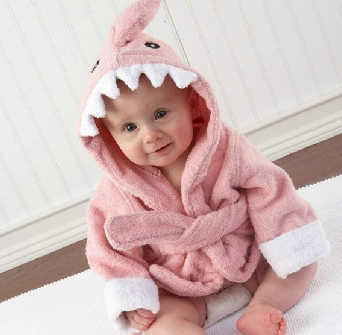 Cotton Baby Hooded Bathrobe - Cute Animal Design Bath Towel