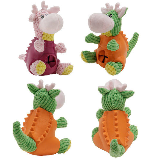 Squeaky Animal Character Pet Chew Toy | Corn Kernel Fill & Food Leaking Design