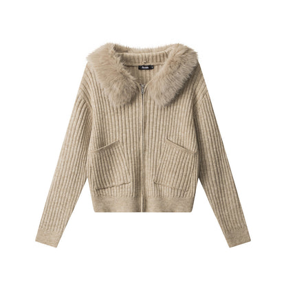 Women's Hooded Knit Sweater Cardigan - Slim Fit Button-Up Sweater