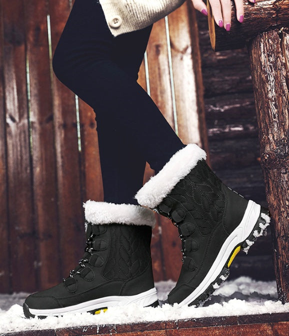Women's Warm Cotton Snow Boots - Insulated Winter Boots with Cotton Lining