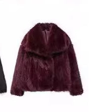 Women's Winter Plush Fluffy Lapel Coat - Warm Thicken Long Sleeve Jacket