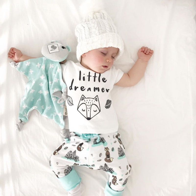 Cotton Baby Outfit Set - T-Shirt and Pants for Newborns & Toddlers