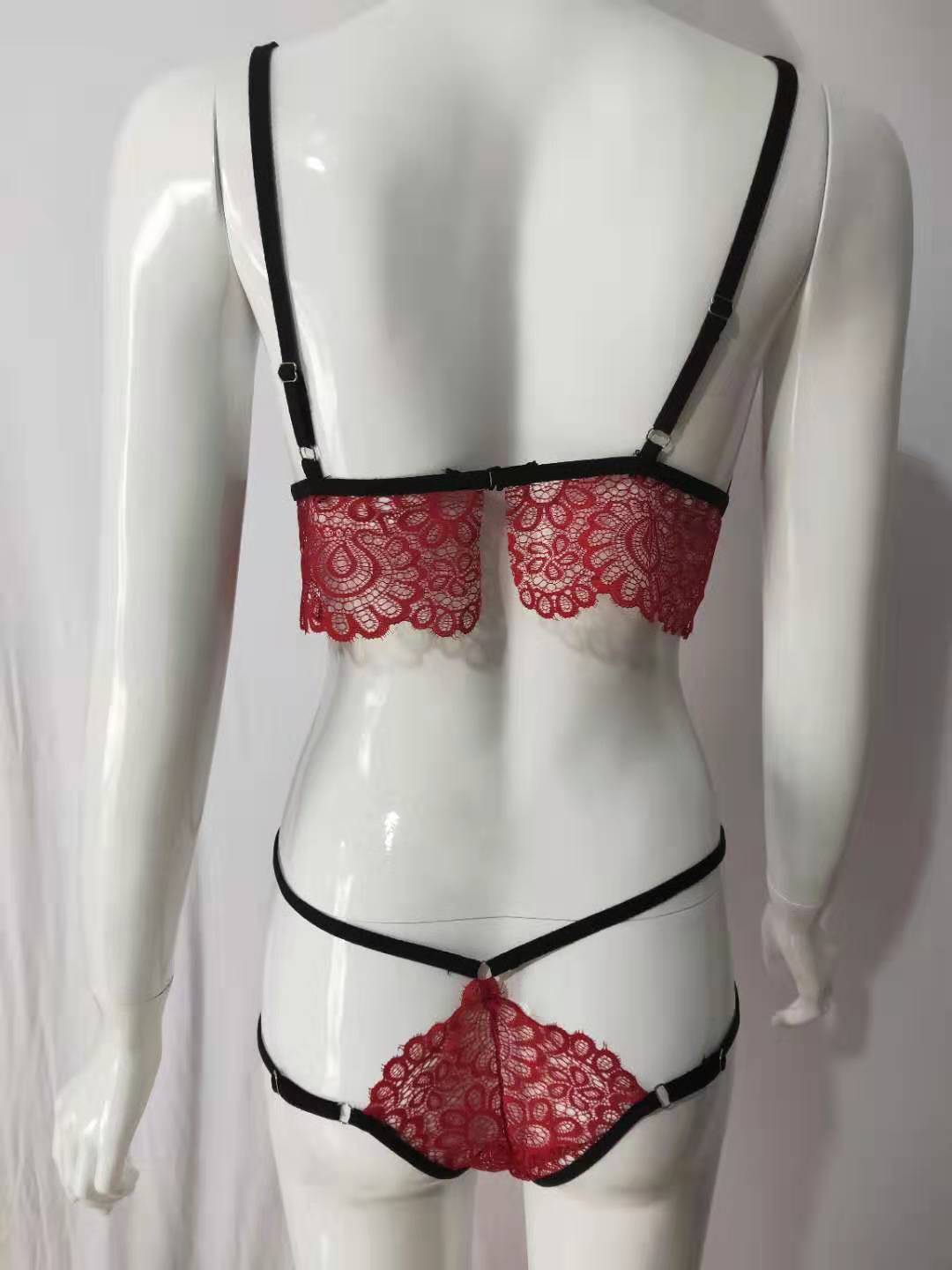 Lace Lingerie Set - Three-Piece Bandage Style with Delicate Eyelash Trim