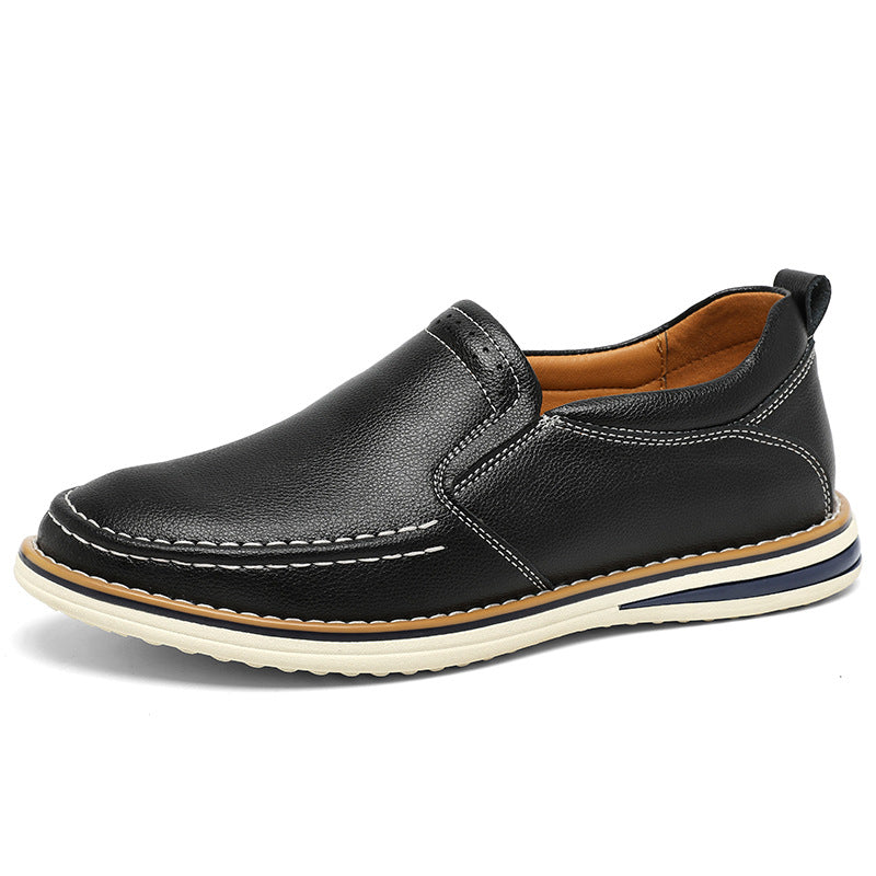 Men's Hand-Sewn Casual Leather Slip-On Shoes - Breathable Bean Style