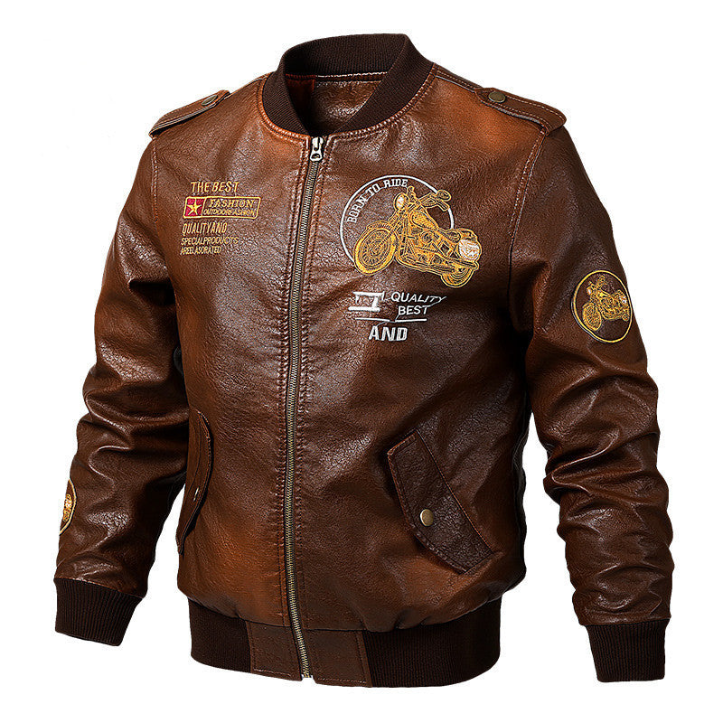 AARON Windbreaker Jacket - PU Leather with Polyester Lining